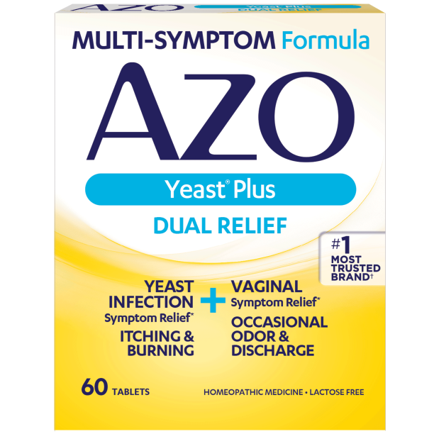 AZO Yeast Plus Dual Relief，酵母感染 + 阴道症状缓解，60 片
