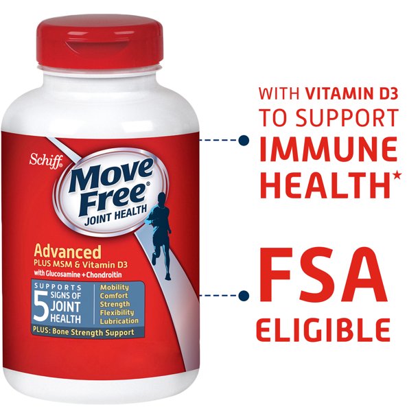 Move Free  维生素 D3，80 片 - 关节健康补充剂，含氨基葡萄糖和软骨素