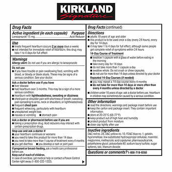 Kirkland  15 毫克。 酸还原剂，42 粒胶囊
