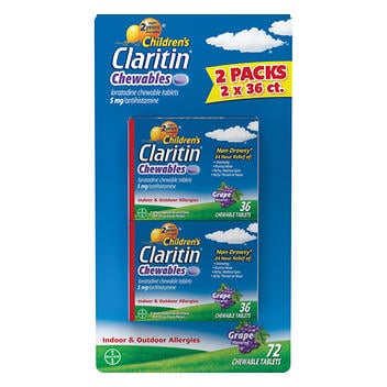 Claritin 儿童 咀嚼片 5 毫克。 24小时 儿童抗过敏咀嚼片