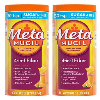 Metamucil 纤维补充剂，橙子无糖，2缶组 1508G